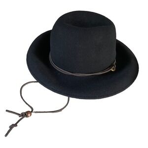 Vintage Smith & Hawken Ladies Wool Felt Hat in Black OS Great Condition Italy